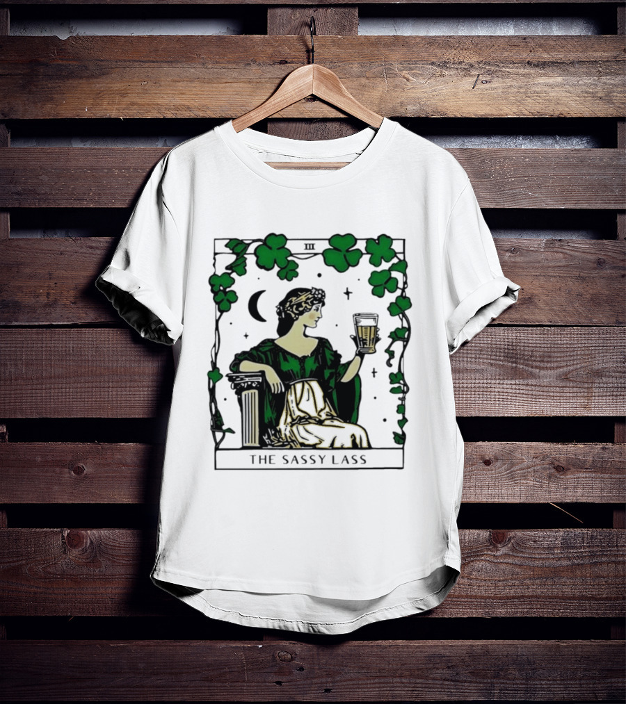 The Sassy Lass St Patrick's Day Tarot Card Clover Moon T-Shirt