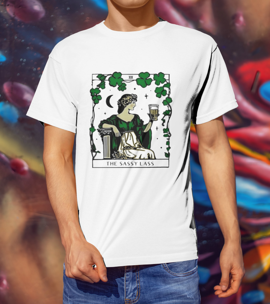 The Sassy Lass St Patrick's Day Tarot Card Clover Moon T-Shirt