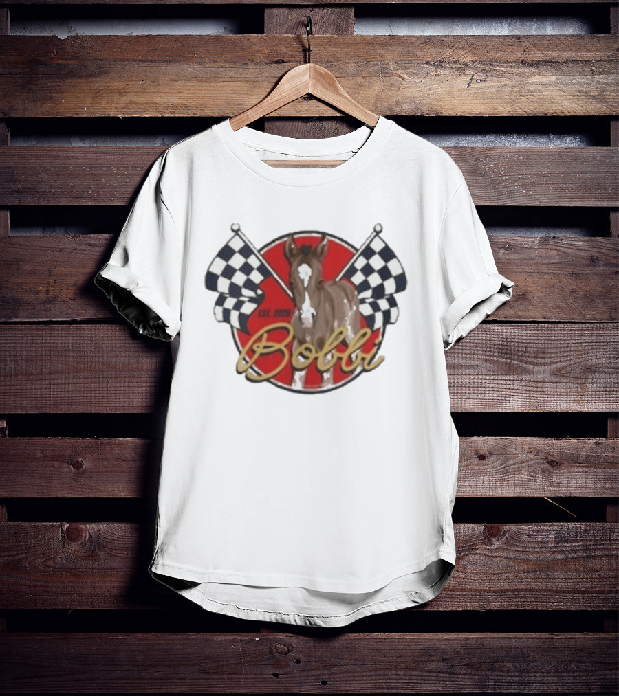 Bobbi Established 2023 Checkered Flags Horse Racing T-Shirt
