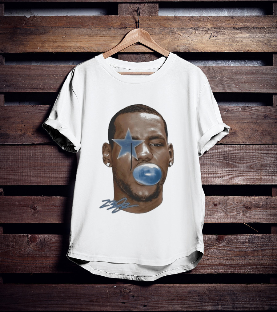 Lebron James Bubble Gum Blue Star Face T-Shirt
