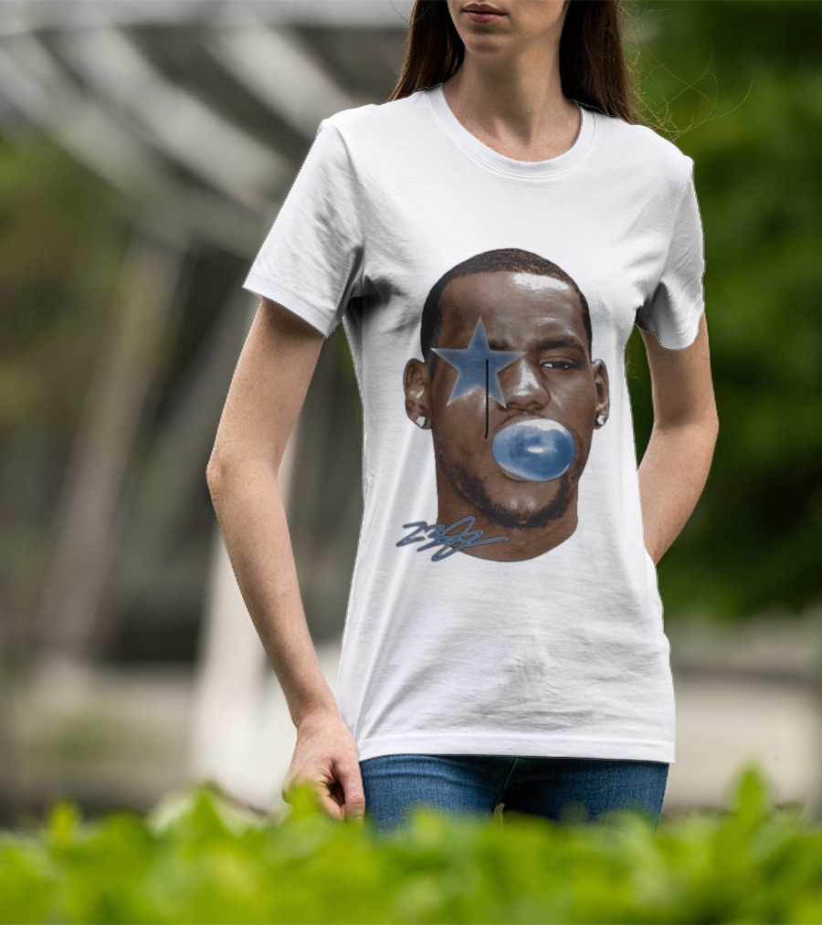 Lebron James Bubble Gum Blue Star Face T-Shirt