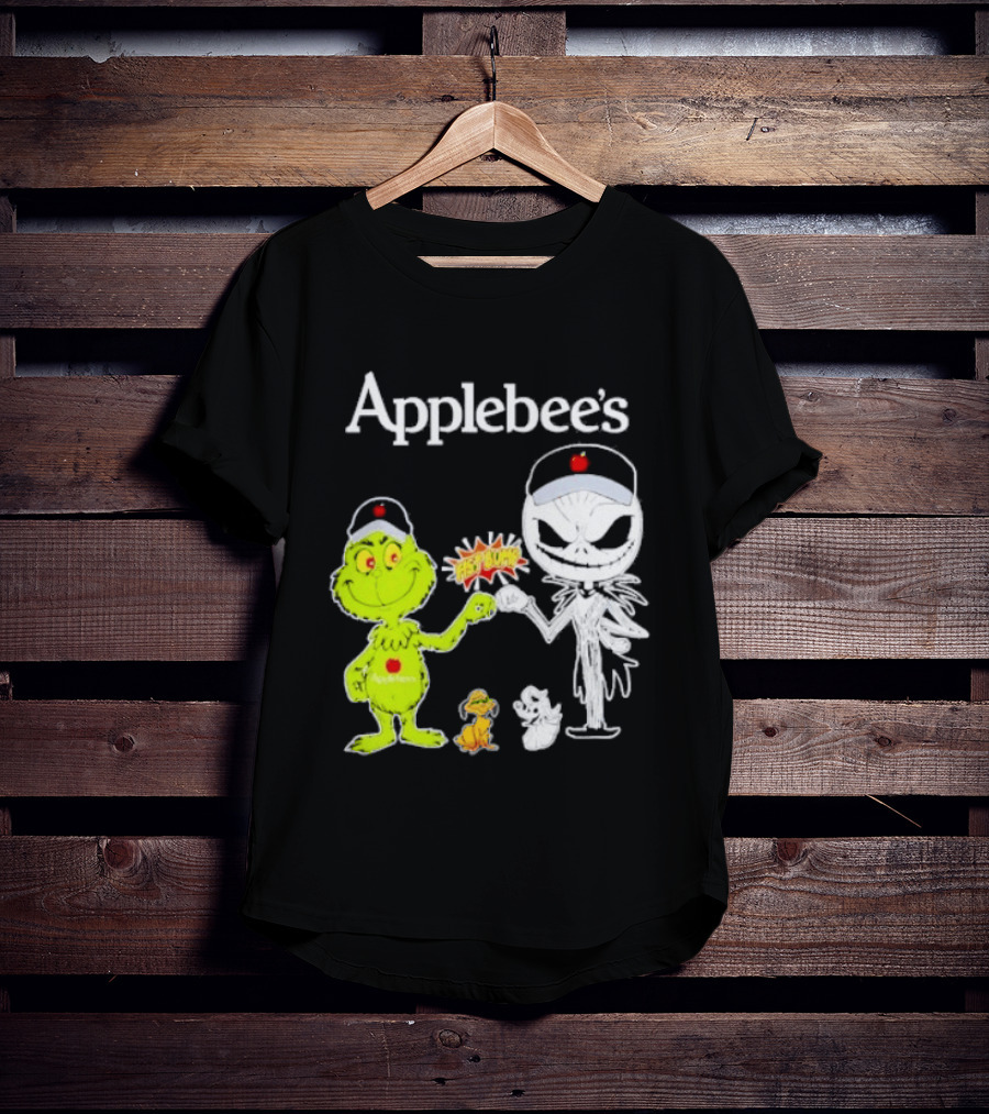 Applebee's Grinch And Jack Skellington Fist Bump Halloween Bash T-Shirt