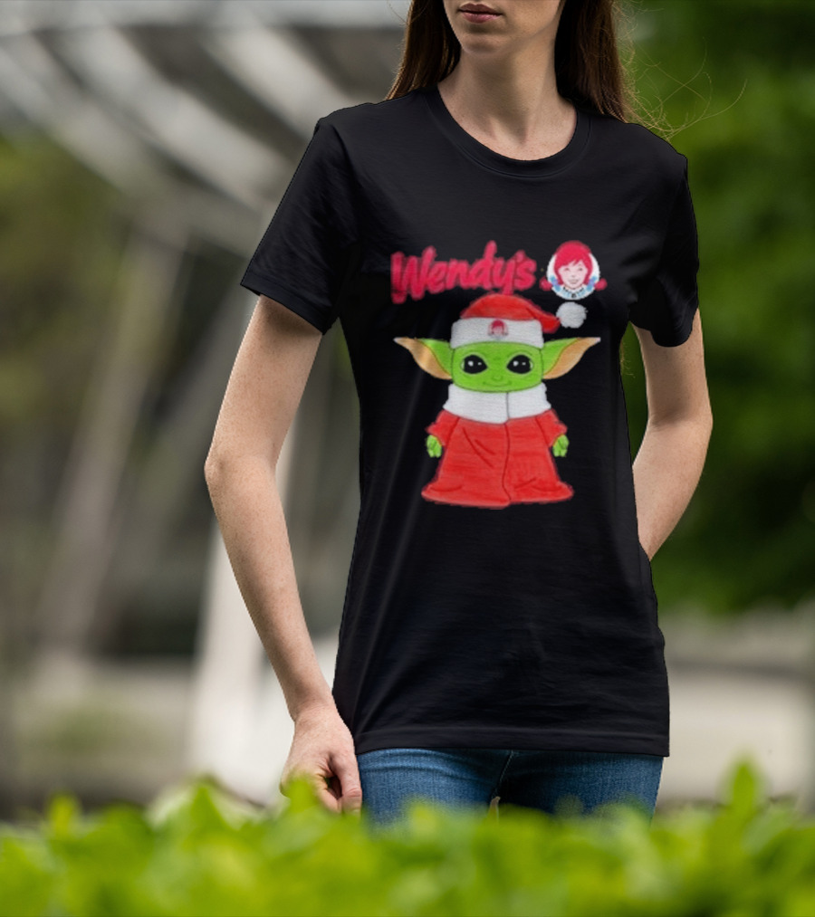 Wendy's Baby Yoda Santa Christmas T-Shirt