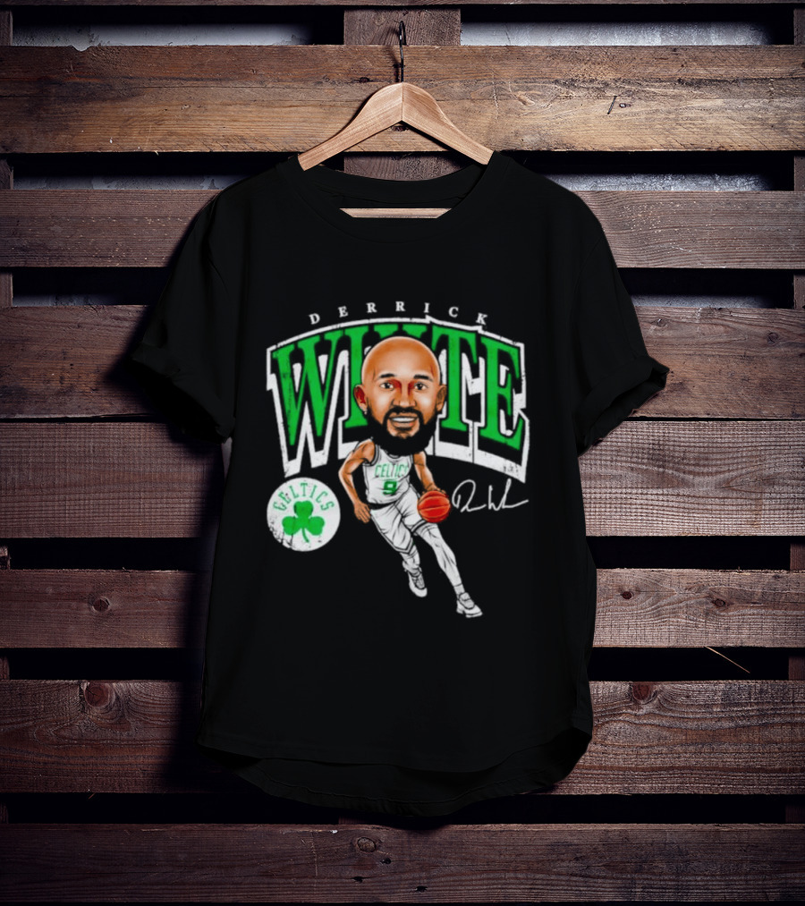 Derrick White Celtics Basketball 9 Signature Cartoon T-Shirt