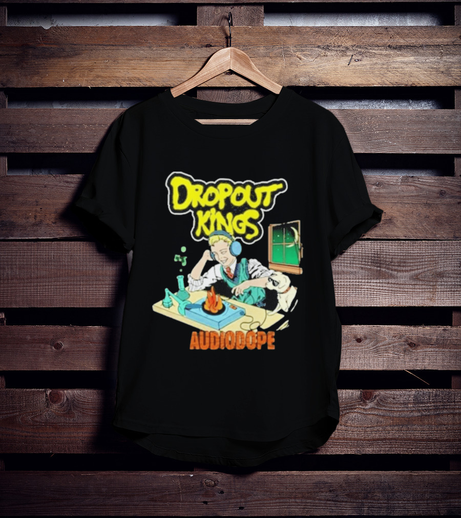 Dropout Kings Audio Dope Scientist Listening With Headphones And Chemistry Setup T-Shirt