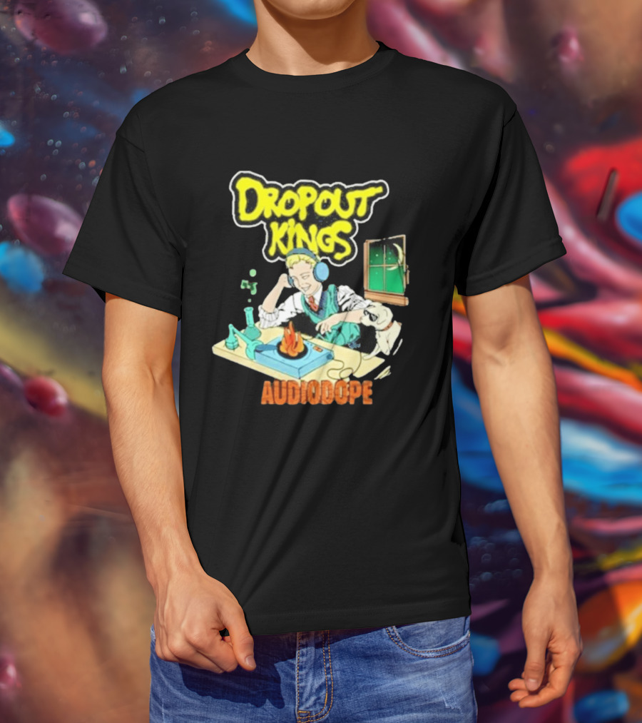 Dropout Kings Audio Dope Scientist Listening With Headphones And Chemistry Setup T-Shirt