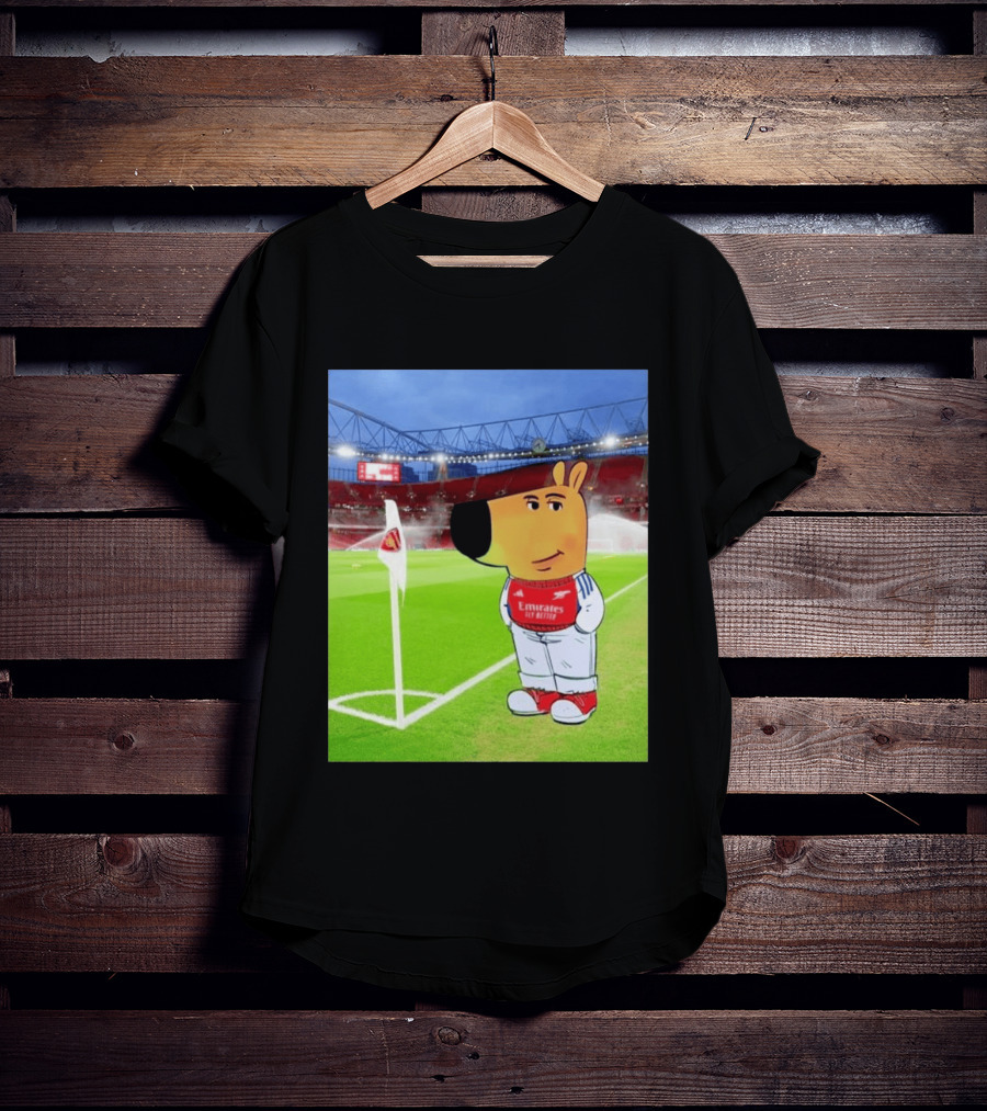 Chill Cartoon Dog In Arsenal Kit At Stadium Awaiting UCL Victory T-Shirt