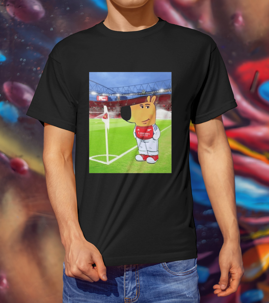 Chill Cartoon Dog In Arsenal Kit At Stadium Awaiting UCL Victory T-Shirt