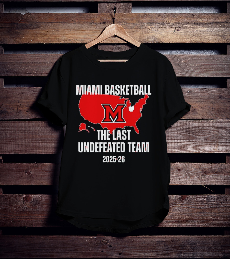 Miami Basketball RedHawks The Last Undefeated Team 2025 26 USA Map T-Shirt