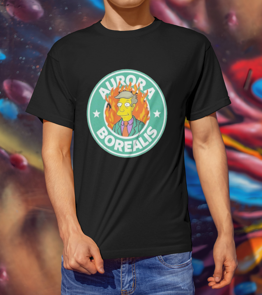Aurora Borealis Skinnerbucks Green Circle Fire T-Shirt