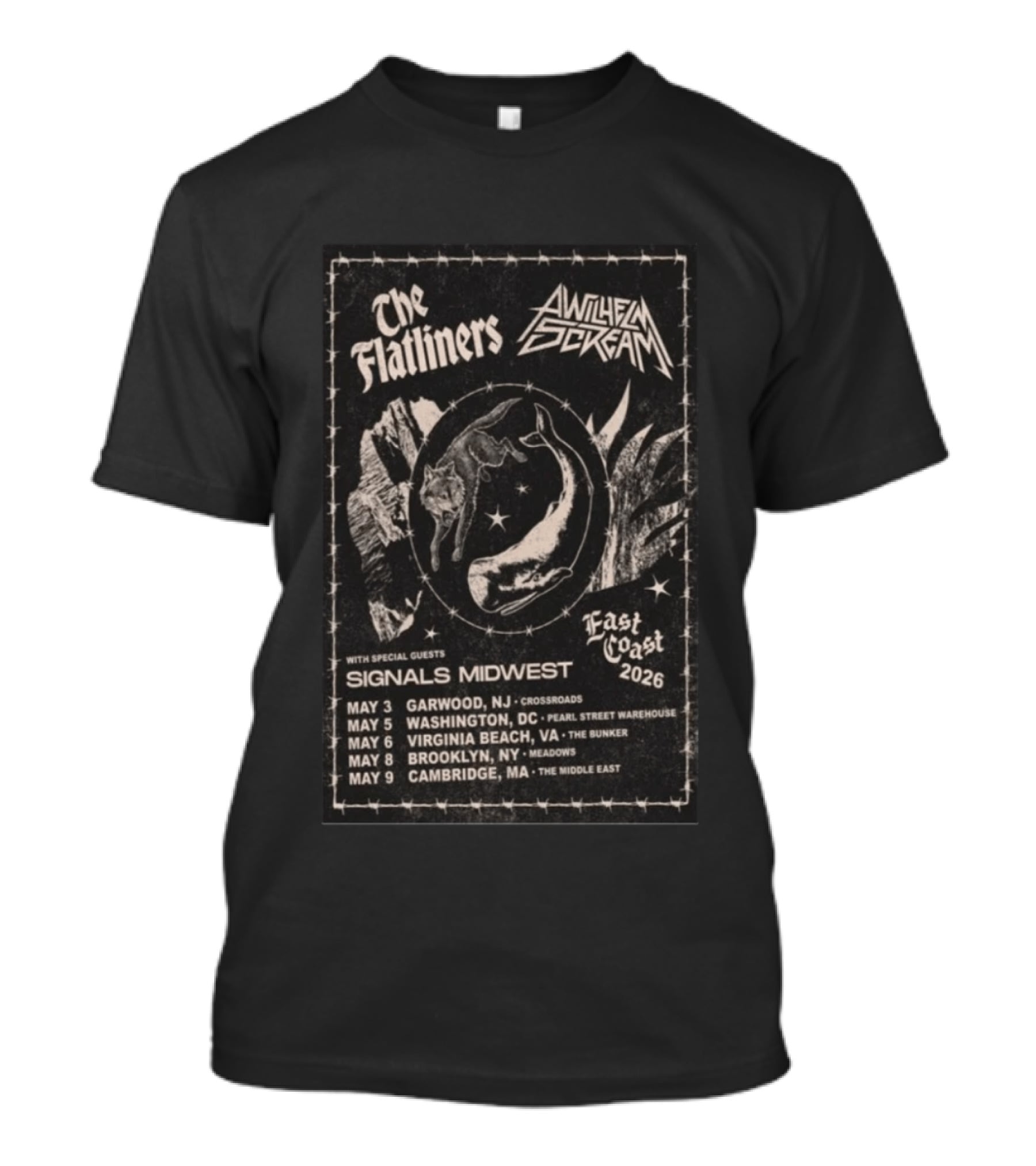 The Flatliners Wilhelm Scream East Coast Tour 2026 Special Guests Signals Midwest T-Shirt