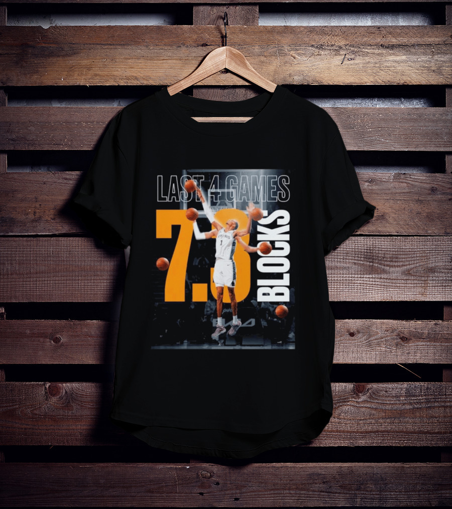 Victor Wembanyama Spurs Last 4 Games 7.3 Blocks Performance T-Shirt