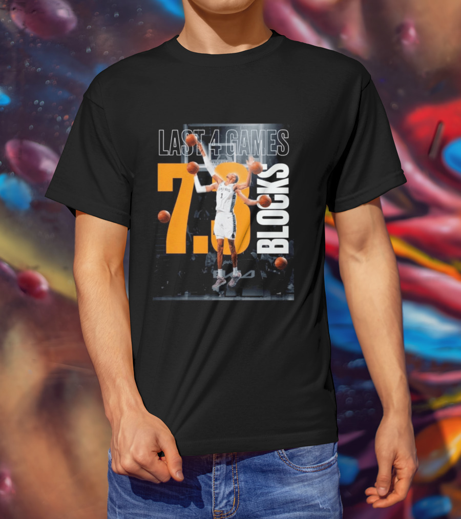 Victor Wembanyama Spurs Last 4 Games 7.3 Blocks Performance T-Shirt