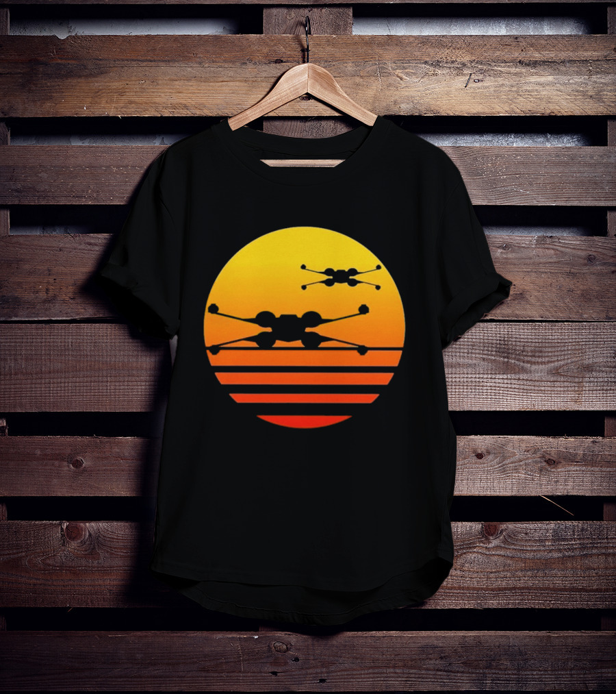 Ctrljoy X Wing Sunset Retro Sci Fi Aesthetic T-Shirt