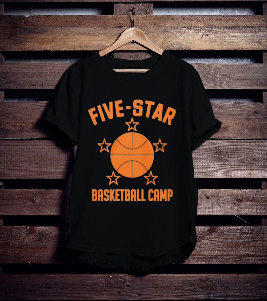 Five Star Basketball Camp Iconic Orange Basketball And Stars T-Shirt