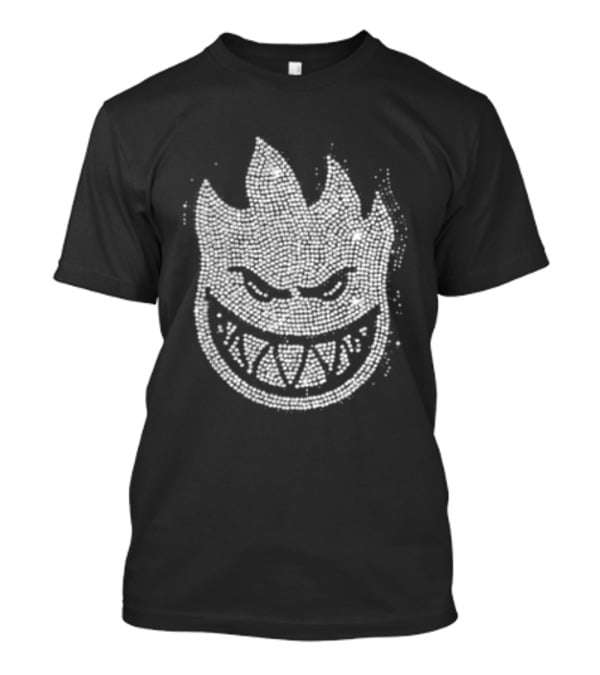 Rhinestone Spitfire Face By Carpet Company Iconic Flame Grin T-Shirt
