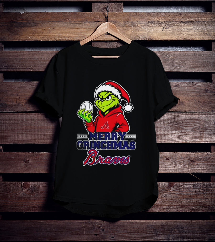 Atlanta Braves Grinch Santa Merry Grinchmas 2025 T-Shirt