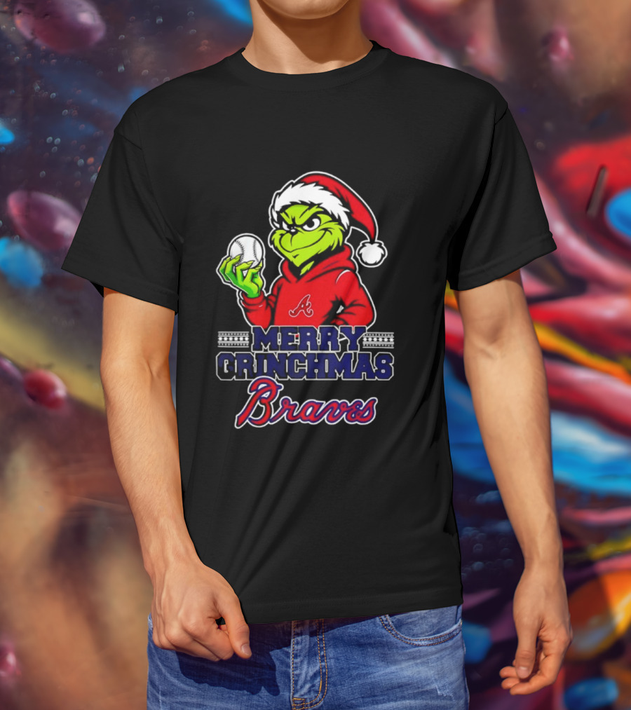 Atlanta Braves Grinch Santa Merry Grinchmas 2025 T-Shirt