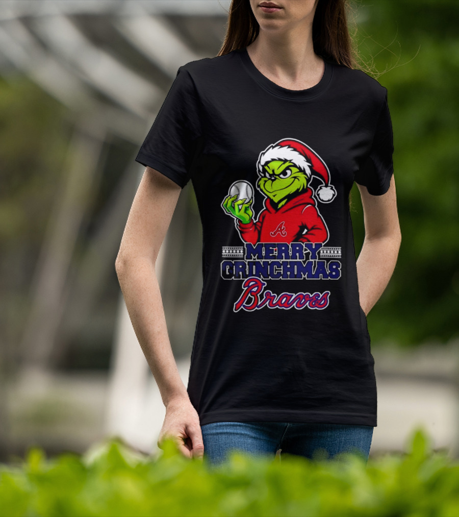Atlanta Braves Grinch Santa Merry Grinchmas 2025 T-Shirt