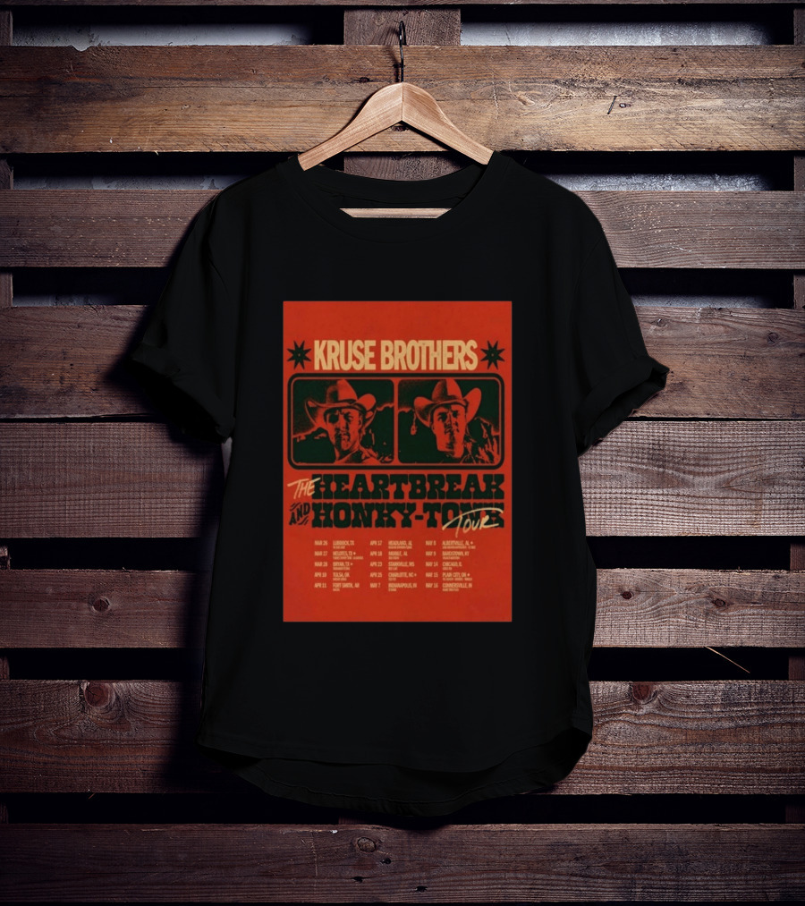 Kruse Brothers Heartbreak And Honky Tonk Tour 2026 Concert Dates T-Shirt