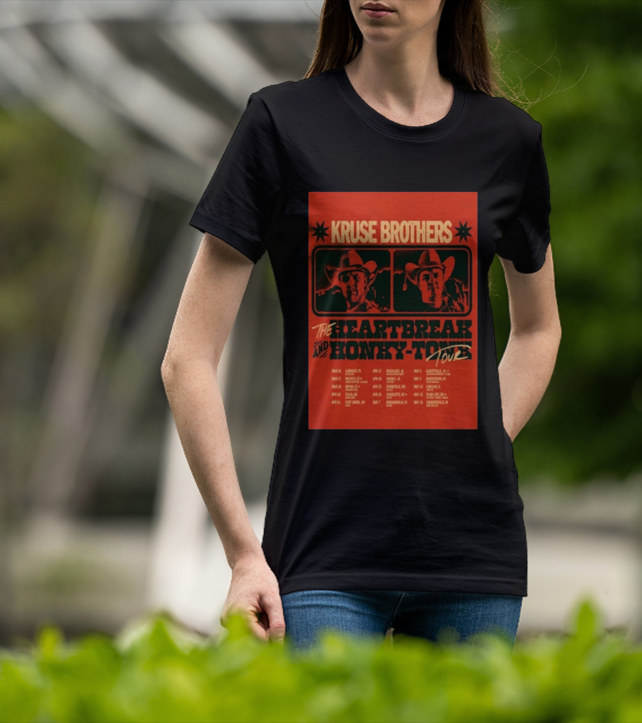 Kruse Brothers Heartbreak And Honky Tonk Tour 2026 Concert Dates T-Shirt