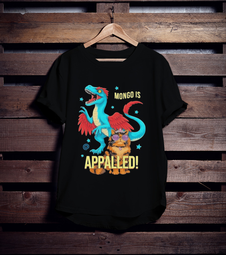Mongo Is Appalled Princess Cat Riding Dinosaur With Stars T-Shirt