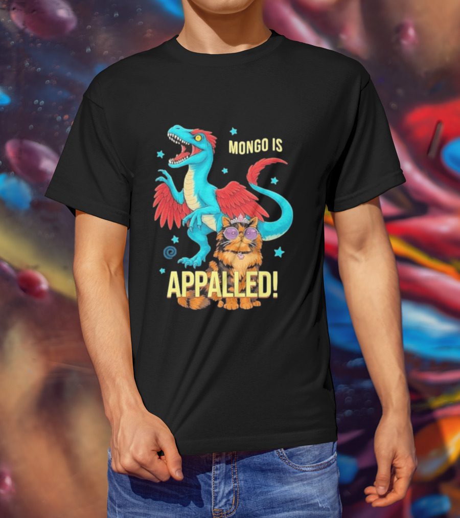 Mongo Is Appalled Princess Cat Riding Dinosaur With Stars T-Shirt