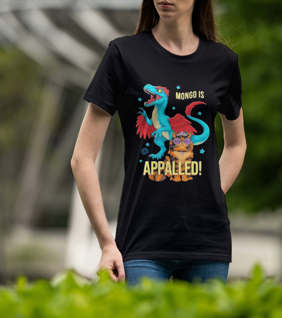 Mongo Is Appalled Princess Cat Riding Dinosaur With Stars T-Shirt