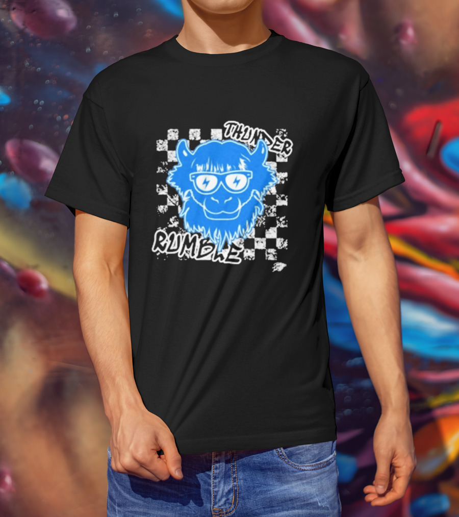 Oklahoma City Thunder Rumble Checkered Emoji Thunder Rumble T-Shirt