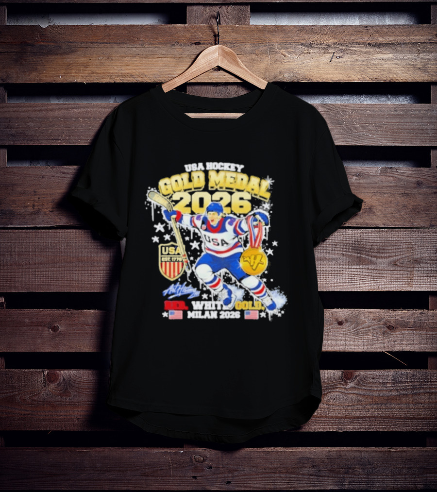 USA Hockey Gold Medal 2026 White Gold Milan 2026 USA T-Shirt