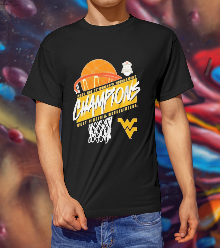 2026 Big 12 Women's Tournament Champions West Virginia Mountaineers Basketball T-Shirt