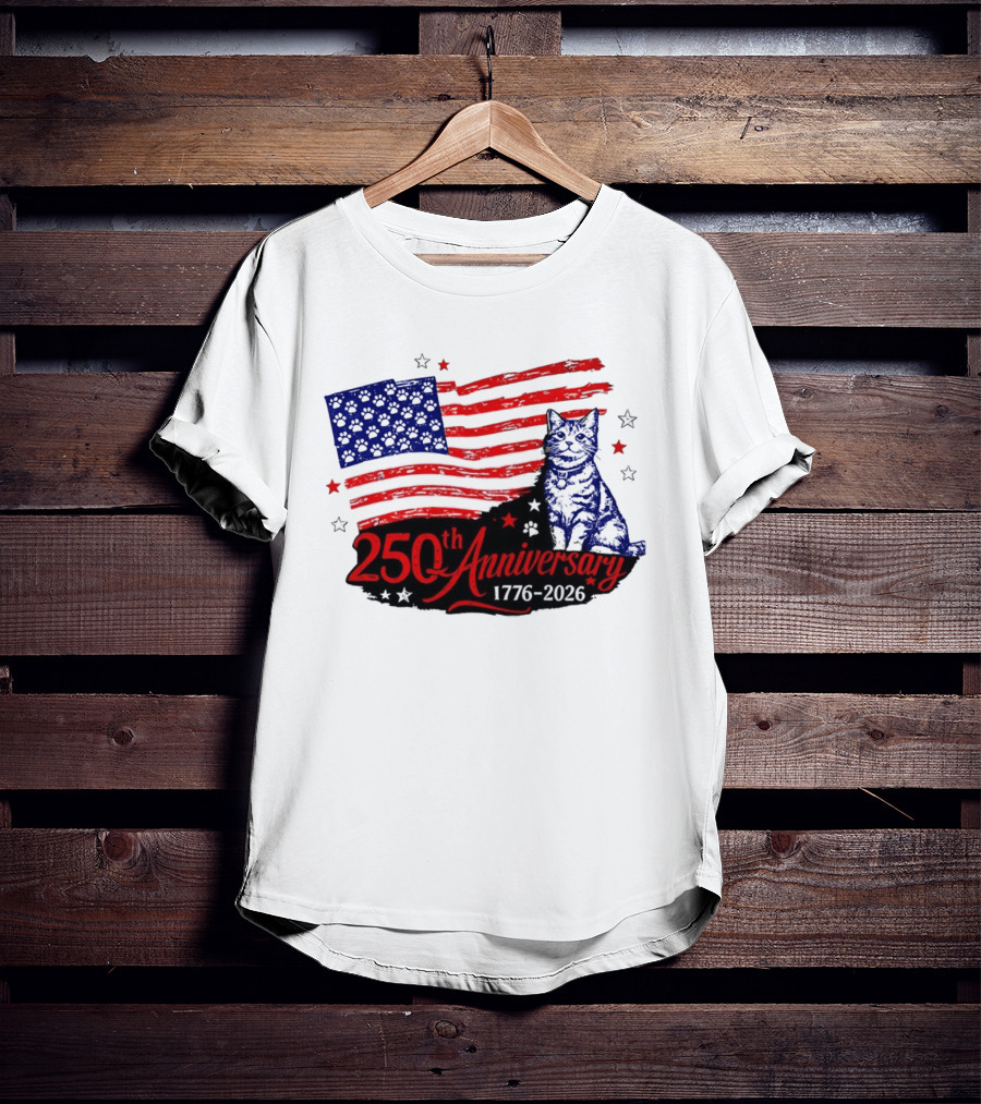 Abolish Ice Defund Resist Protest Cat With 250th Anniversary 1776 2026 USA Flag T-Shirt