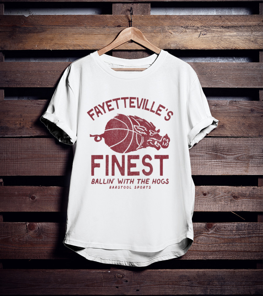 Fayetteville's Finest Ballin With The Hogs Barstool Sports Basketball Hog T-Shirt