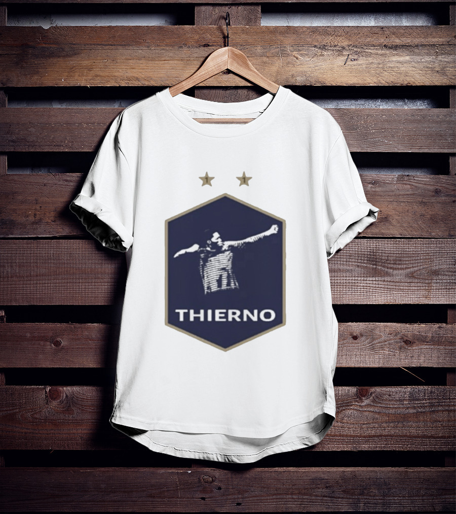 Thierno Barry Blue Hexagonal Emblem Soccer Celebration Stars T-Shirt
