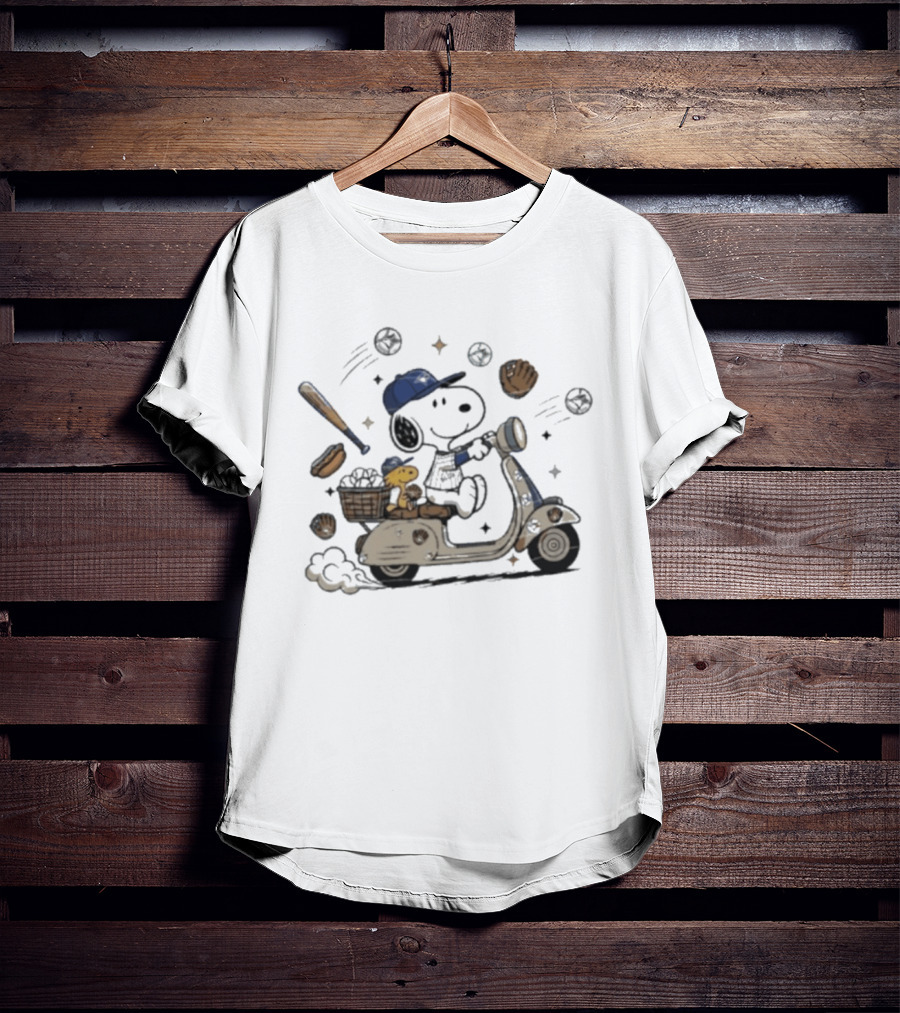Toronto Blue Jays Snoopy Woodstock Scooter Adventure Baseball T-Shirt