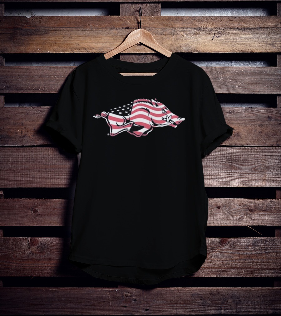 Arkansas Razorbacks USA Flag Hog T-Shirt
