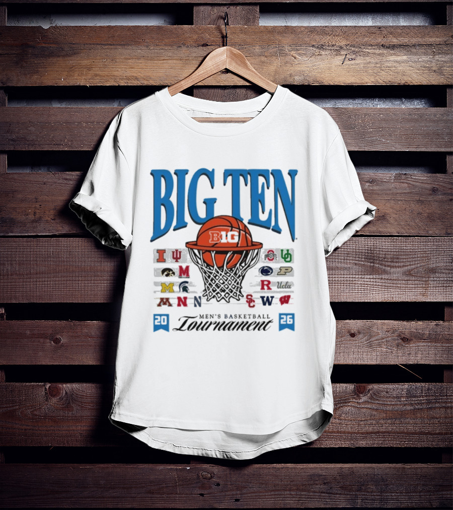 2026 Big Ten Men's Basketball Tournament Indiana Michigan Purdue Team Logos T-Shirt