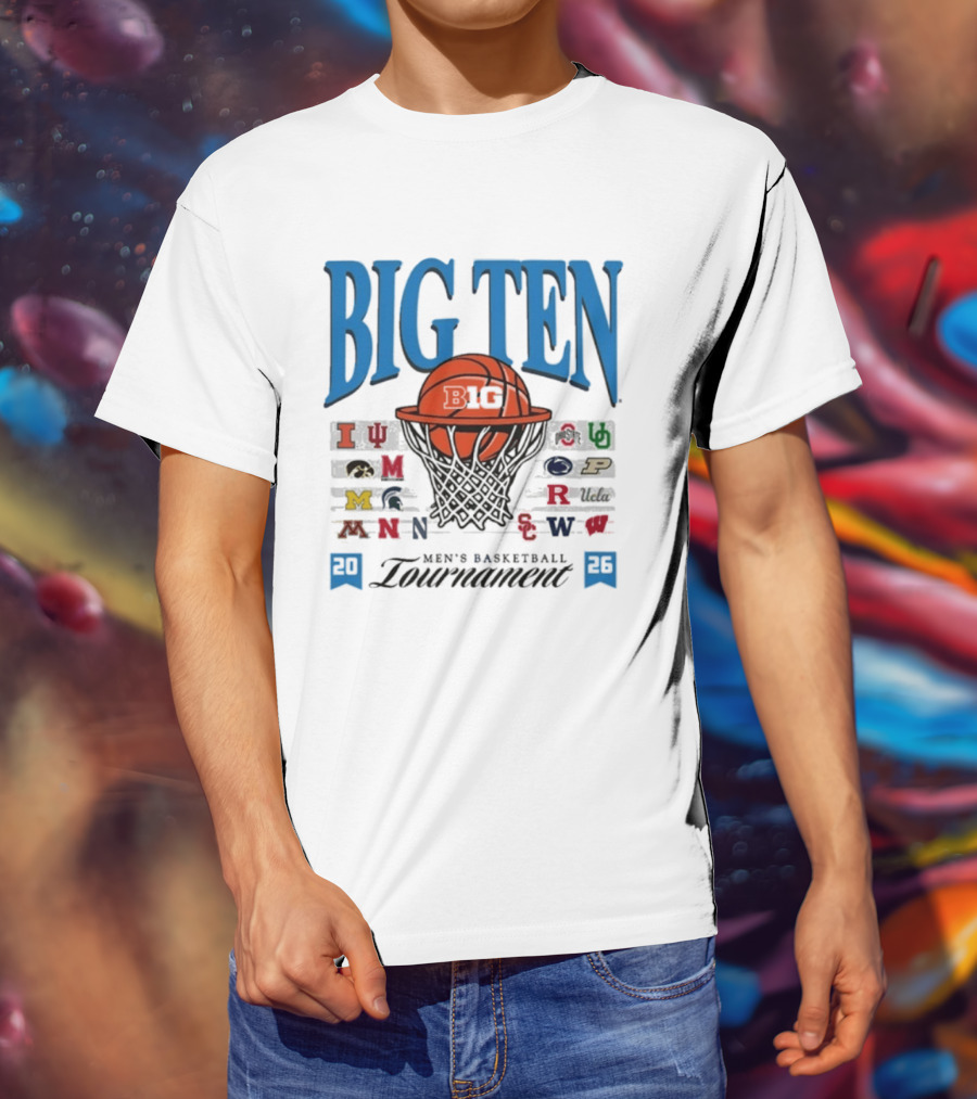 2026 Big Ten Men's Basketball Tournament Indiana Michigan Purdue Team Logos T-Shirt