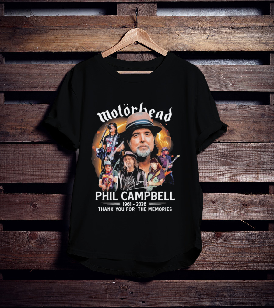 Motörhead Phil Campbell 1961 2026 Thank You For The Memories Music T-Shirt