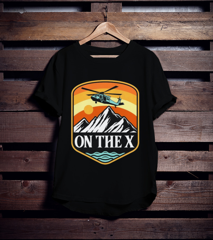 Otx Nation On The X Blackhawk Helicopter Mountain Sunset T-Shirt