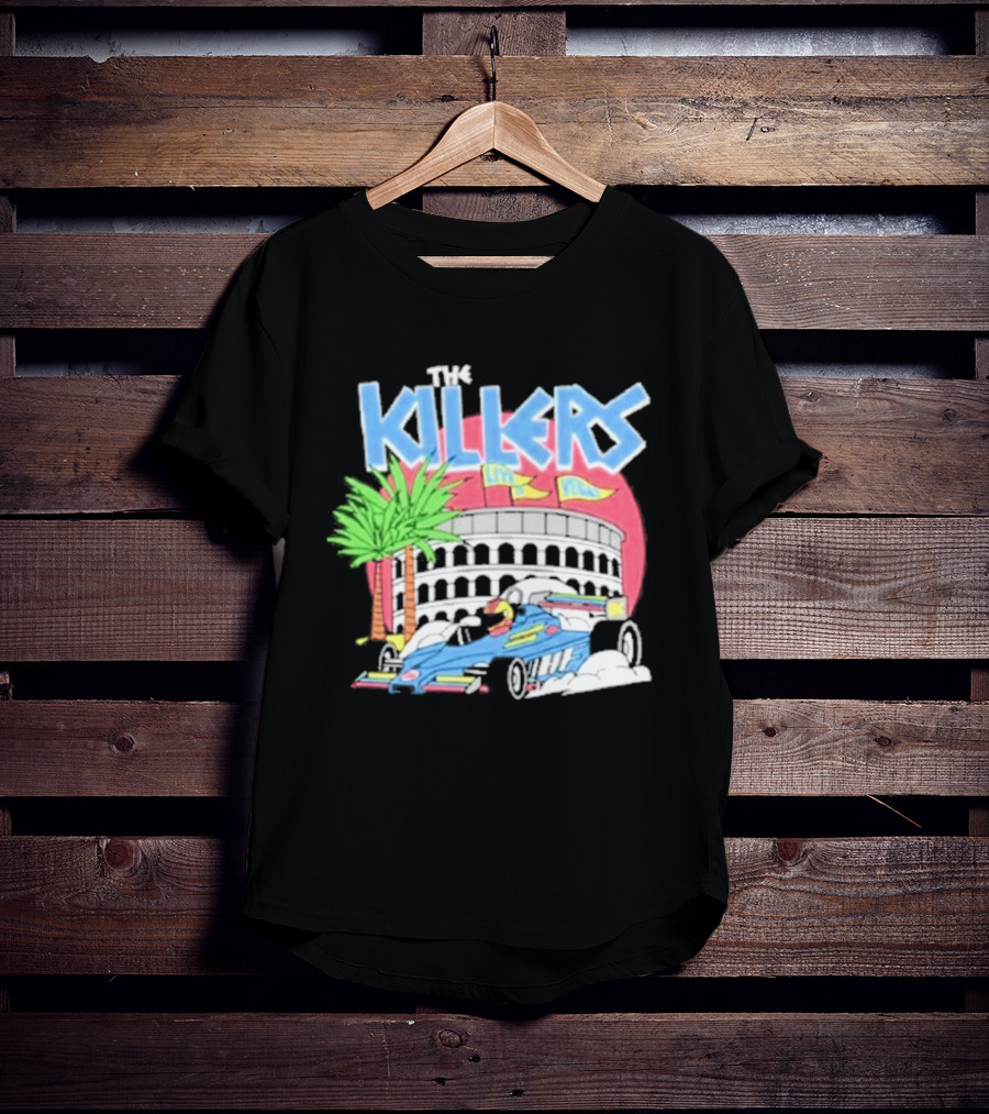 The Killers Hot Fuss Palm Trees Race Car Stadium Scene T-Shirt