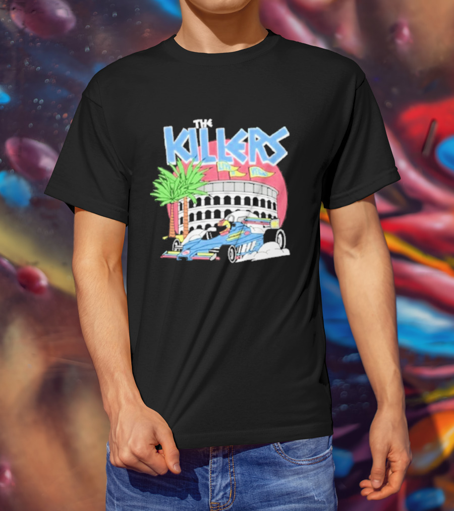 The Killers Hot Fuss Palm Trees Race Car Stadium Scene T-Shirt