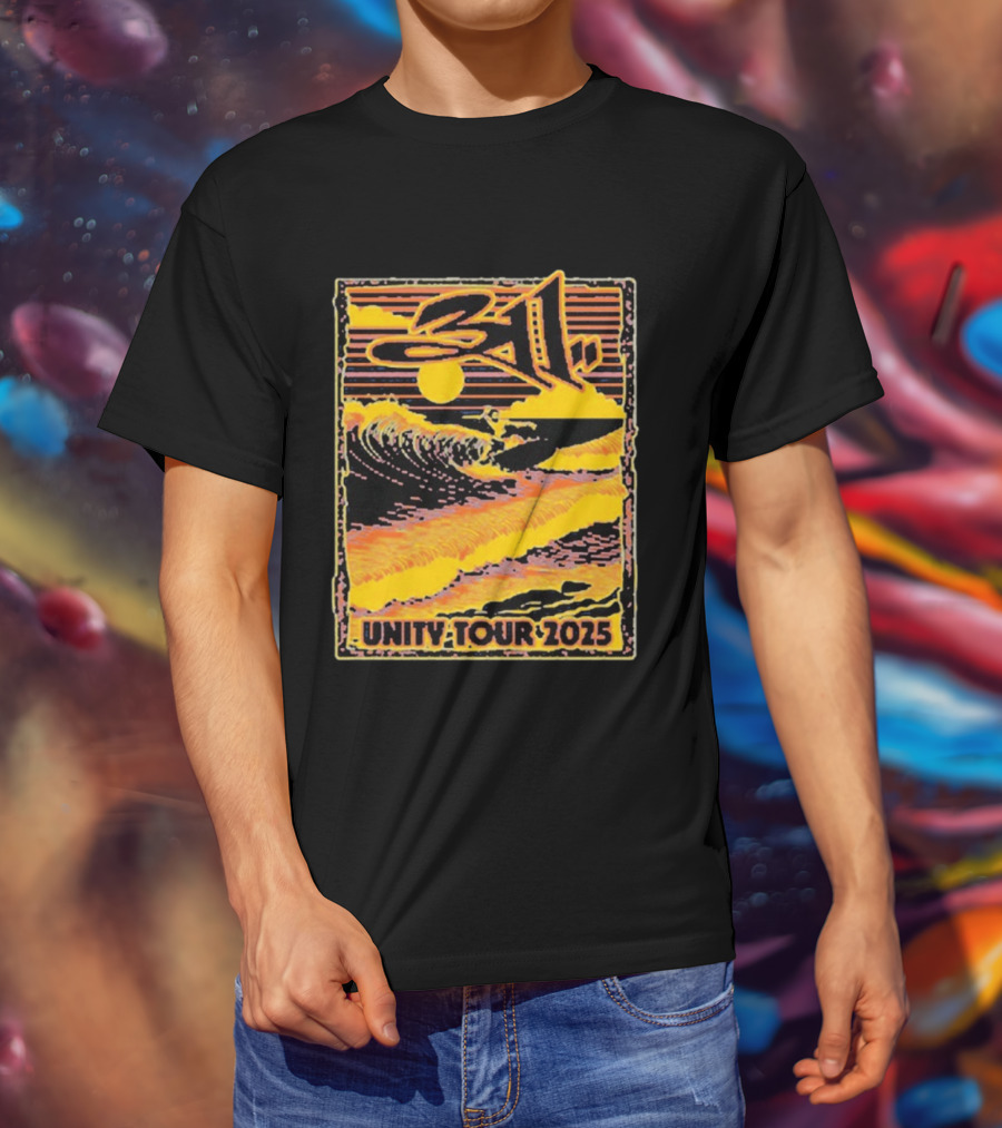 311 Unity Tour 2025 Surfer Wave Art With Sunset T-Shirt