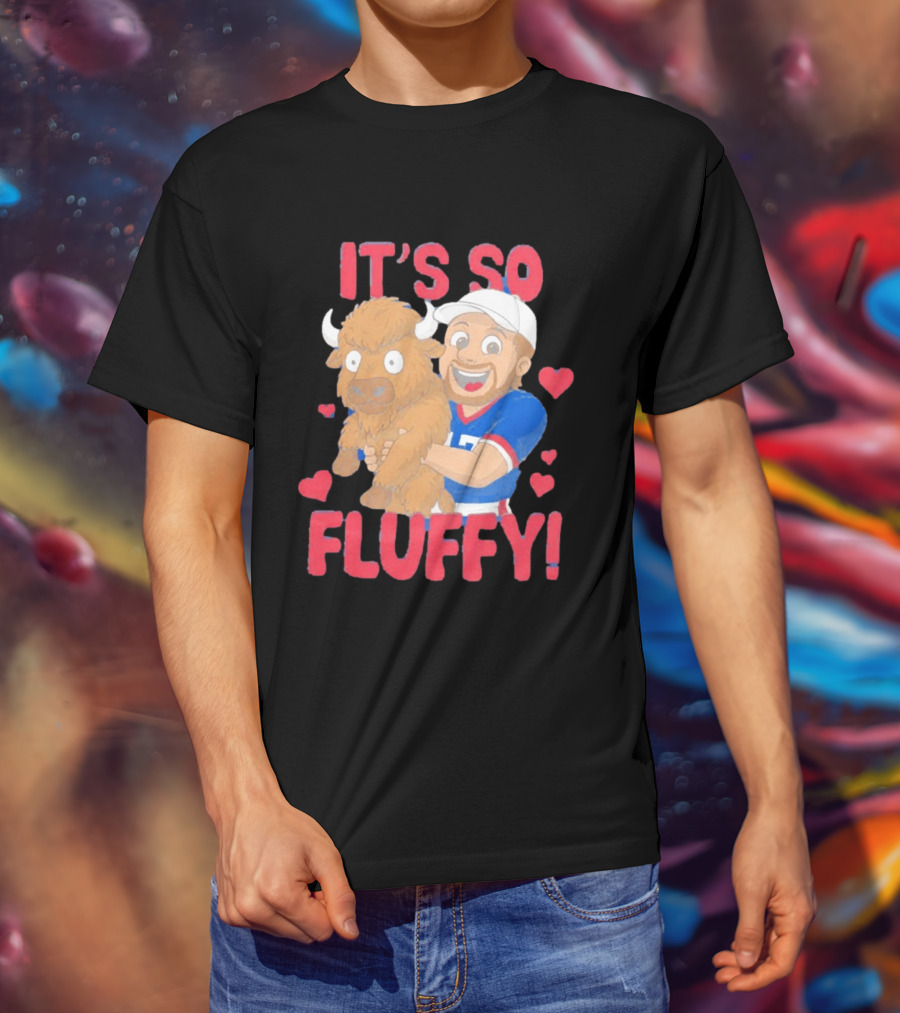 It's So Fluffy Josh Allen Buffalo Bills Cartoon Hearts T-Shirt
