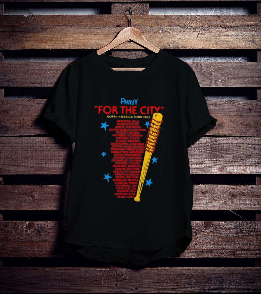 Philly For The City North America Tour 2026 Baseball Bat And Stars T-Shirt