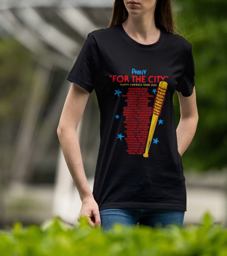Philly For The City North America Tour 2026 Baseball Bat And Stars T-Shirt