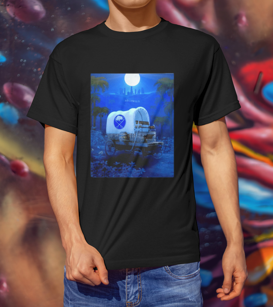 Buffalo Sabres Covered Wagon Hollywood Full Moon Scene T-Shirt