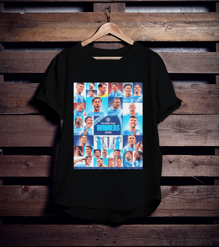 Manchester City 2026 Carabao Cup Winners Members Photo Collage T-Shirt