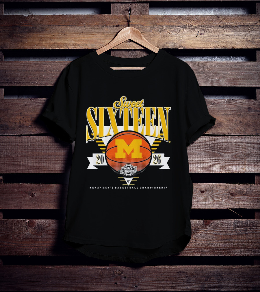 Michigan Wolverines Sweet Sixteen NCAA Men's Basketball Championship 2026 T-Shirt