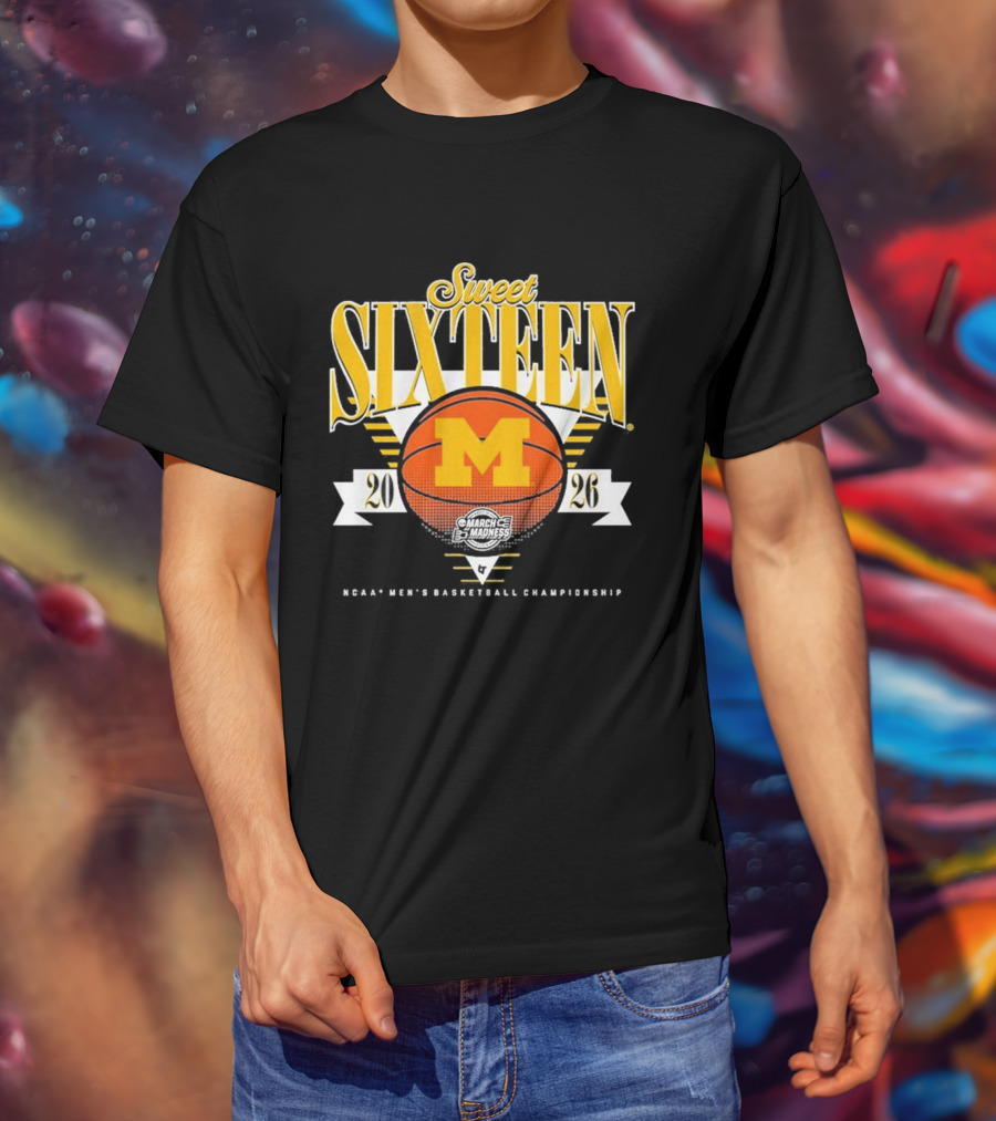 Michigan Wolverines Sweet Sixteen NCAA Men's Basketball Championship 2026 T-Shirt
